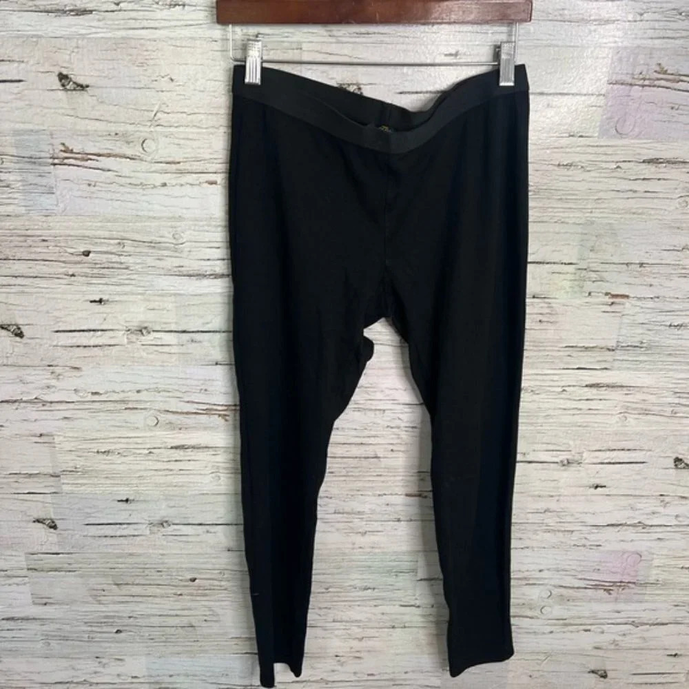 Eileen Fisher Lightweight  Pullon Ankle Leggings Small Black Elastic Waist